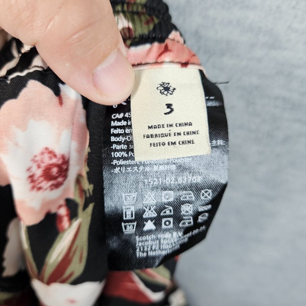 Maison Scotch Miamo Deco Black Floral Printed Pull On Casual Pants Size 3 - Picture 4 of 8